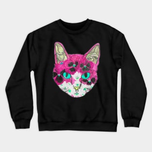 Pink floral kitty Crewneck Sweatshirt